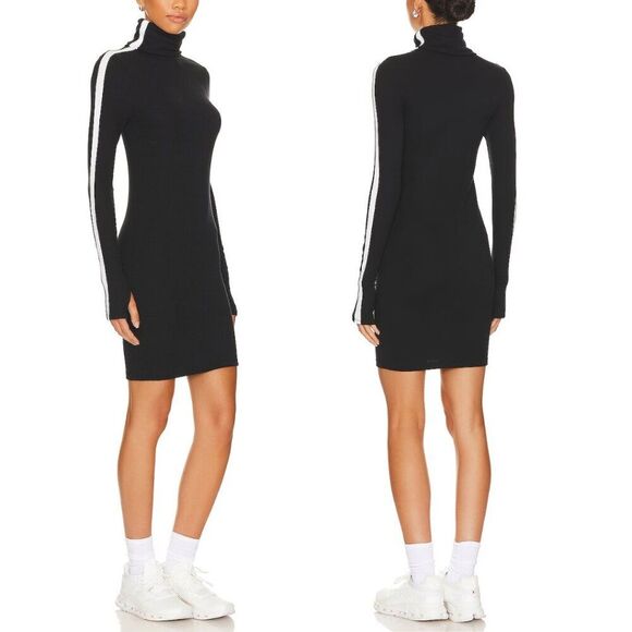 Splits59 Jackson Rib Turtleneck Dress Modal Stretch Bodycon Black Sz L NEW - Picture 1 of 10